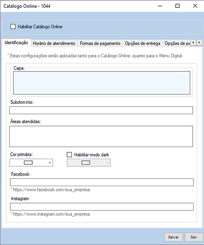 Identificação em branco