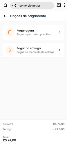 Opções de pagamento