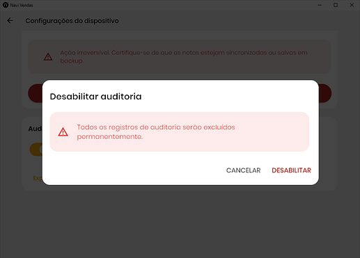 Desabilitar a auditoria