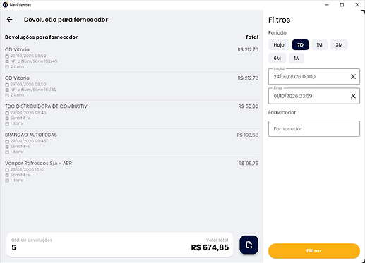 Devolução para fornecedor