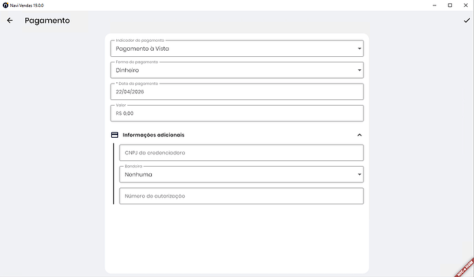 Navi - tela ECONF - Pagamento