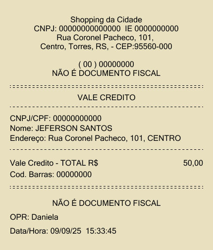 Comprovante - Vale Crédito