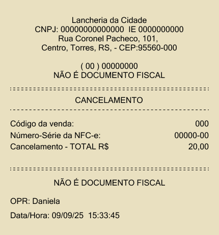 Comprovante - Cancelamento