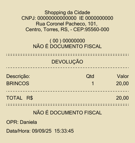 Comprovante - Devolução