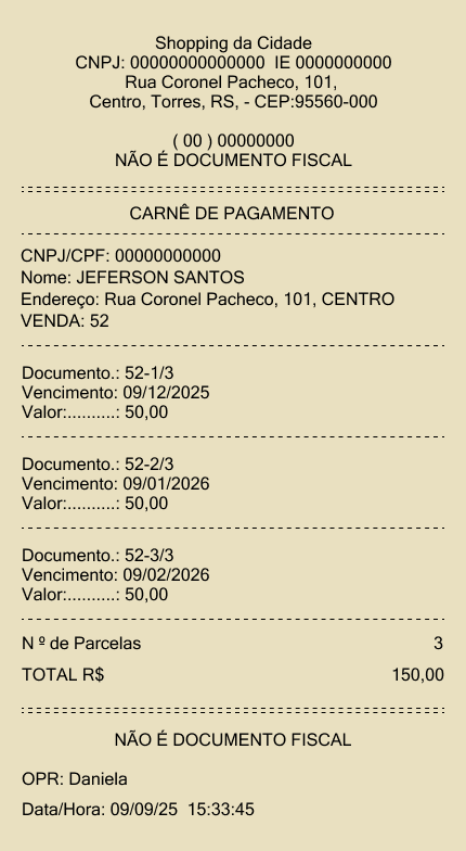 Comprovante - Carnê