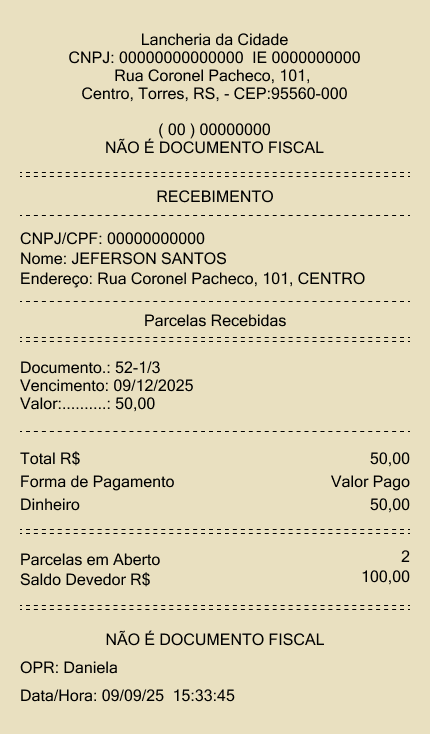 Comprovante - Recebimento