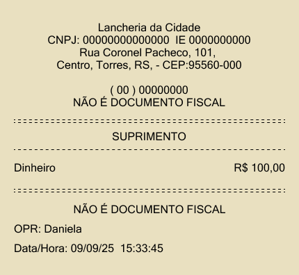 Comprovante - Suprimento